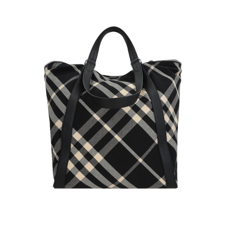 Check Jacquard Tote Bag-BURBERRY-JOHN JULIA