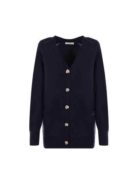 Cashmere and Wool Oversized Cardigan-CHLOÉ-JOHN JULIA