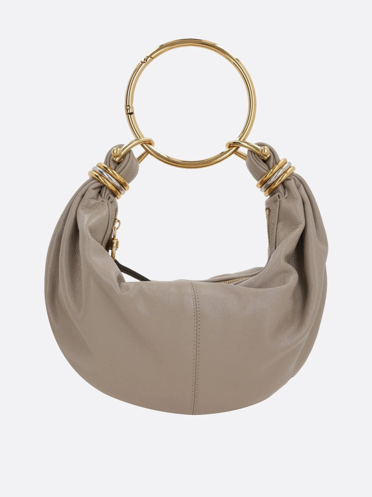 Small Bracelet Hobo Bag In Grained Leather