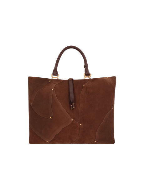 Marcie Suede and Smooth Leather Tote Bag-CHLOÉ-JOHN JULIA