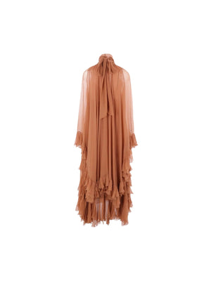 Mousseline Long Dress With Cape-CHLOÉ-JOHN JULIA