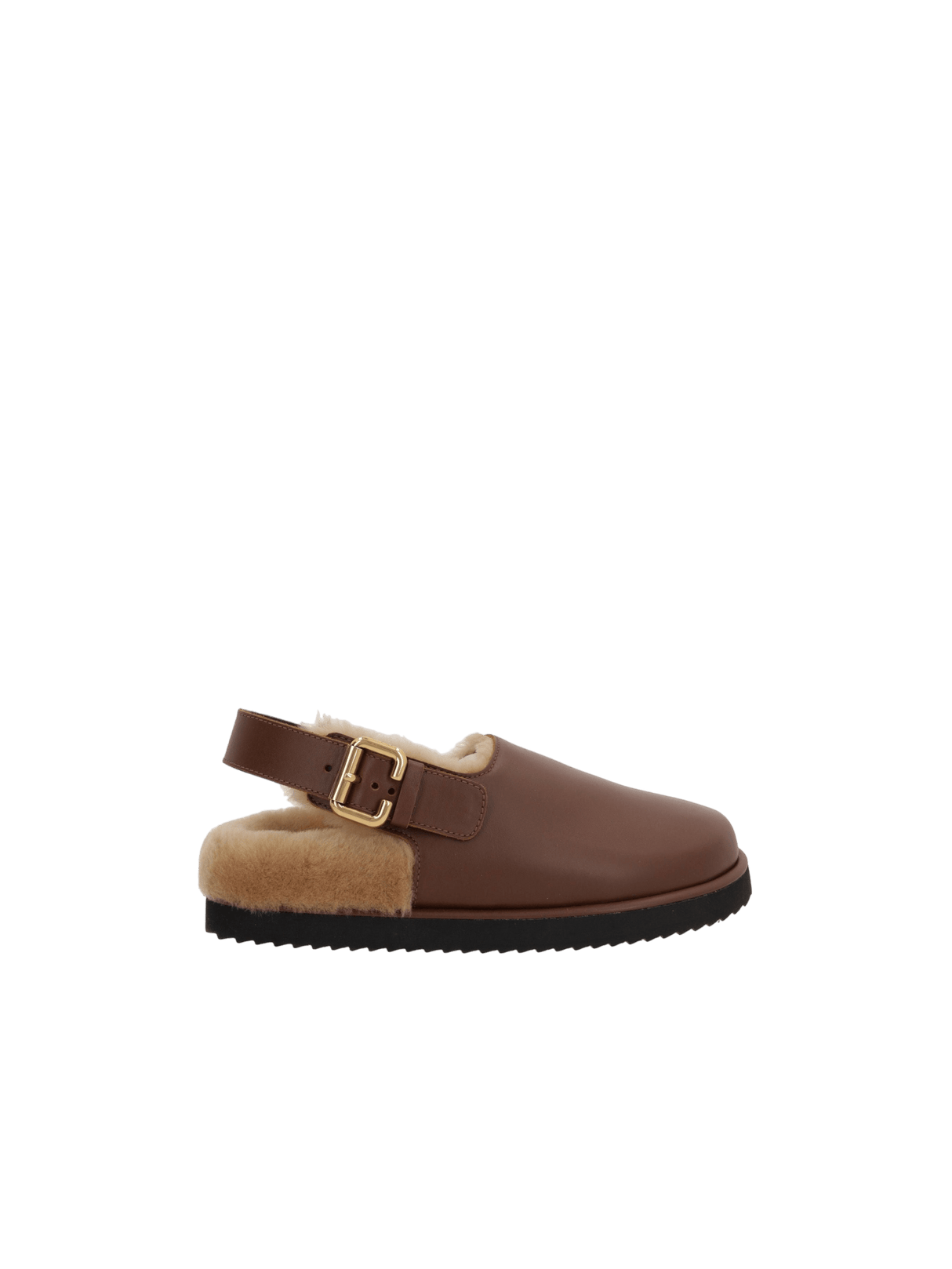 Nil Smooth Leather and Shearling Flat Mules-CHLOÉ-JOHN JULIA