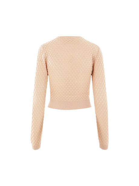 CHLOÉ-Pointelle Cotton Cropped Sweater-JOHN JULIA