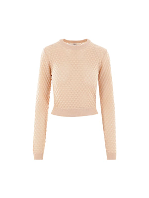 CHLOÉ-Pointelle Cotton Cropped Sweater-JOHN JULIA