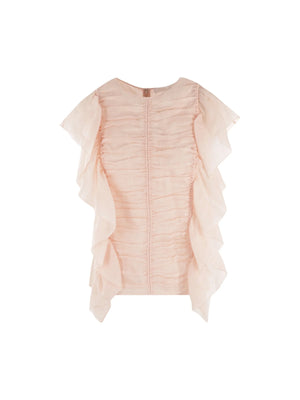 Ruche-detailed Sleeveless Canvas Blouse-CHLOÉ-JOHN JULIA