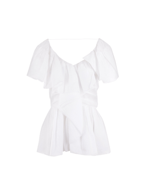 Ruched Ramie Voile Top-CHLOÉ-JOHN JULIA