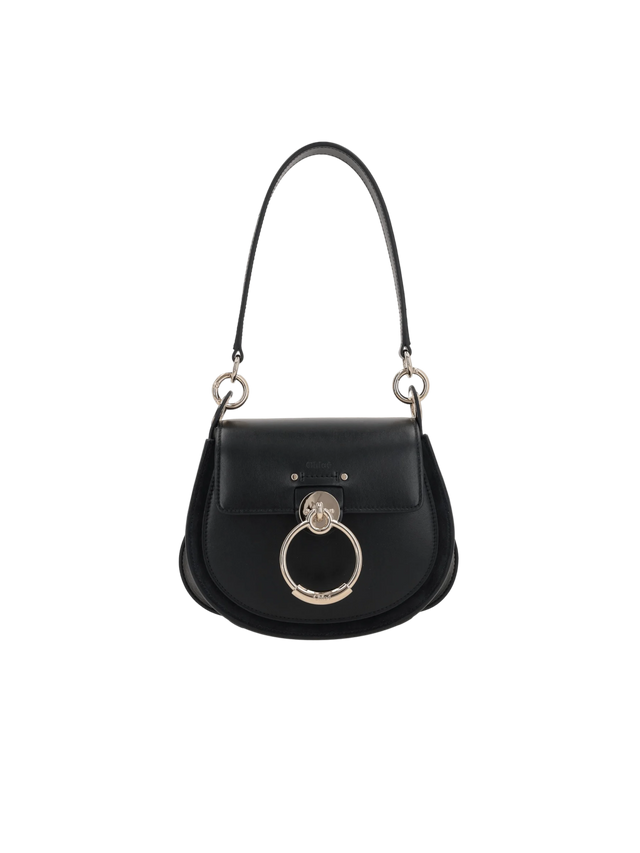 Tess Small Shiny Leather and Suede Handbag-CHLOÉ-JOHN JULIA