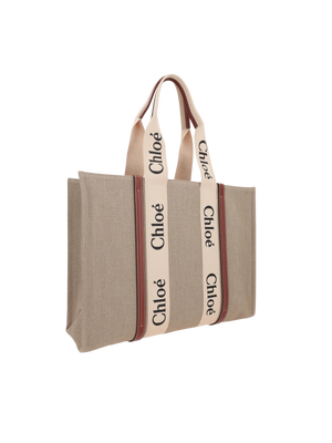 Woody Large Canvas Tote Bag-CHLOÉ-JOHN JULIA