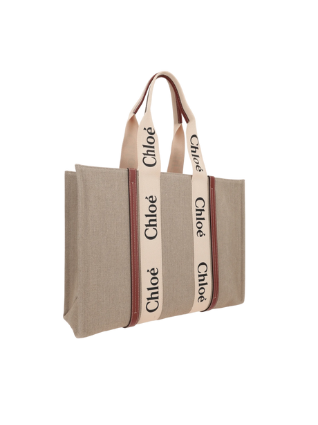 Woody Large Canvas Tote Bag-CHLOÉ-JOHN JULIA