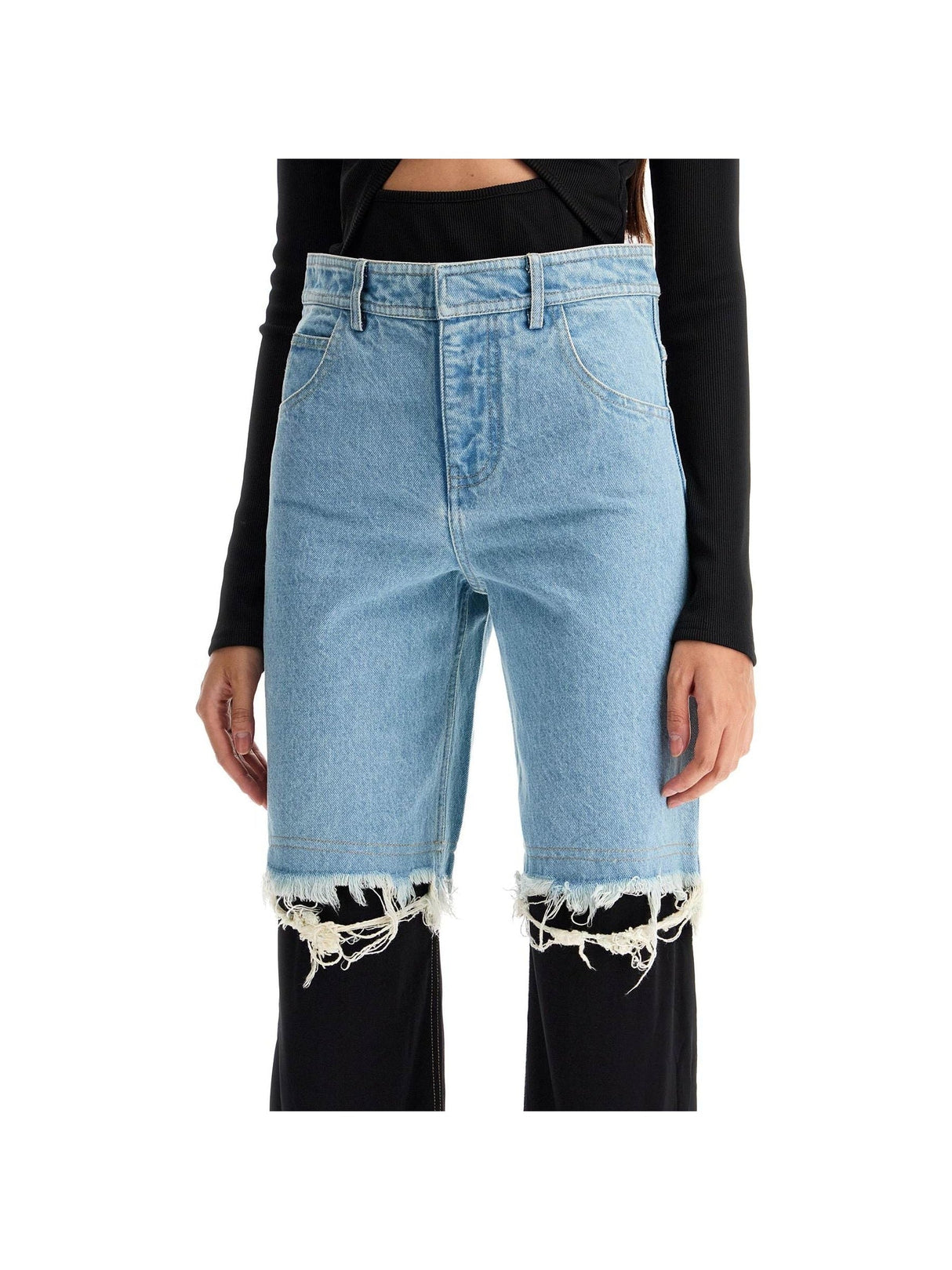 CHRISTOPHER ESBER-High Waisted Jeans With Jersey Inserts -JOHN JULIA.