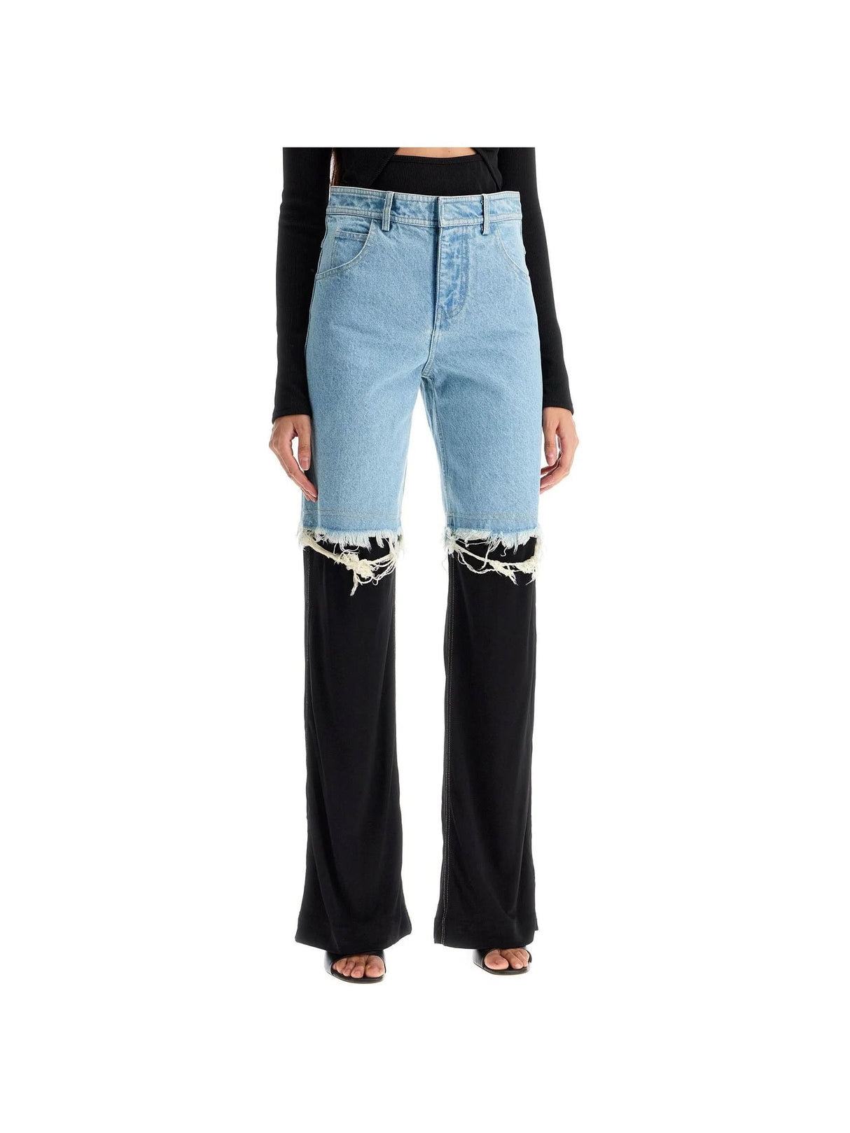 CHRISTOPHER ESBER-High Waisted Jeans With Jersey Inserts -JOHN JULIA.