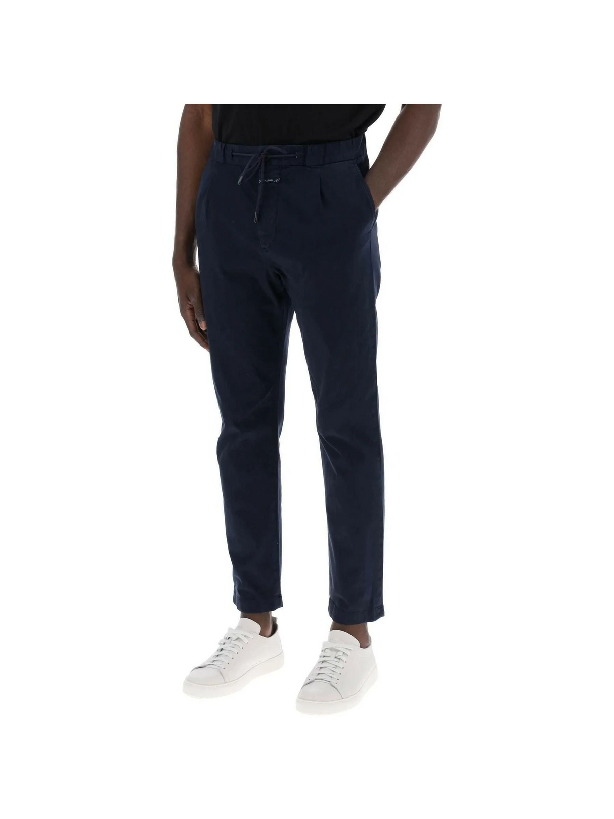 Dark Night Organic Cotton Tapered Chino Pants With Drawstring CLOSED JOHN JULIA.