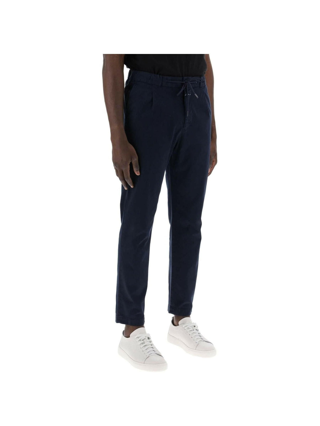 Dark Night Organic Cotton Tapered Chino Pants With Drawstring CLOSED JOHN JULIA.