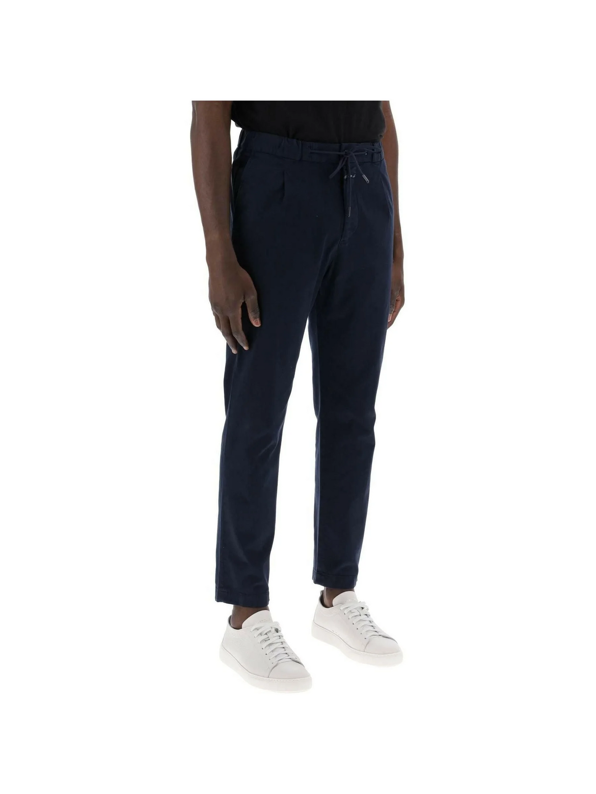 Dark Night Organic Cotton Tapered Chino Pants With Drawstring CLOSED JOHN JULIA.