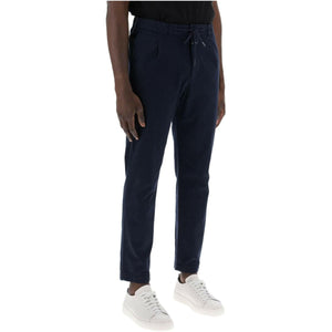 Dark Night Organic Cotton Tapered Chino Pants With Drawstring CLOSED JOHN JULIA.