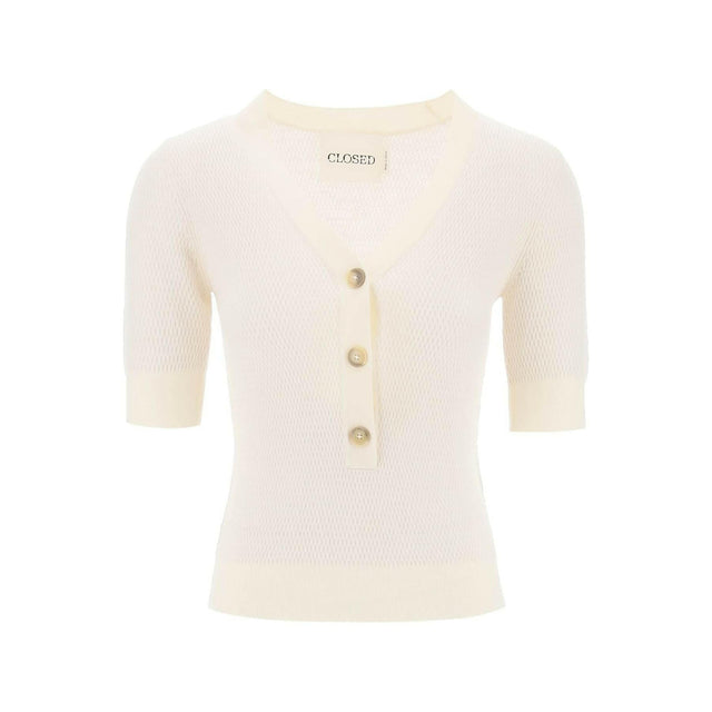 Organic Merino V-Neck Knit Top.