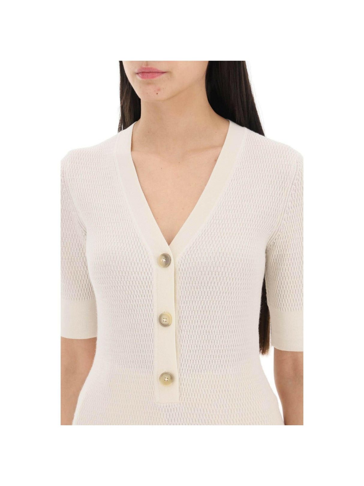 Organic Merino V-Neck Knit Top.