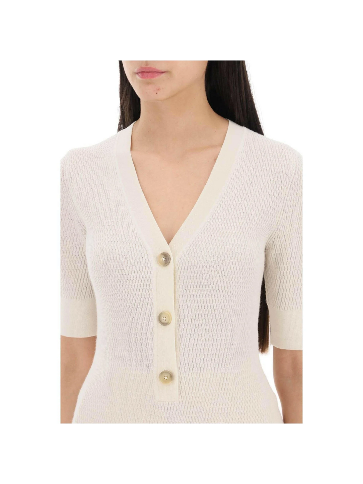 Organic Merino V-Neck Knit Top.