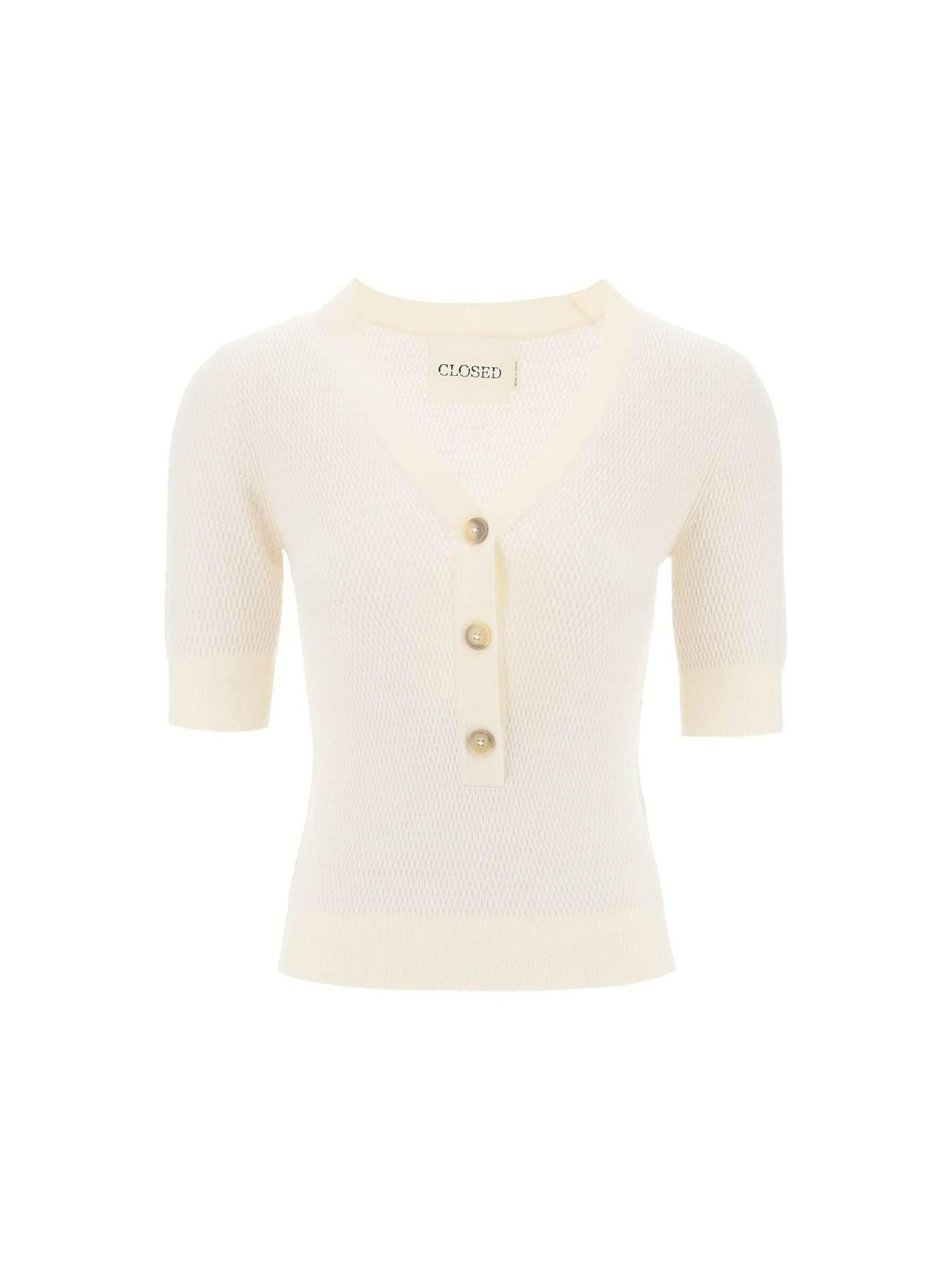 Organic Merino V-Neck Knit Top.