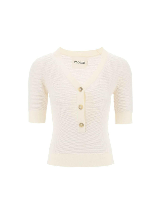 Organic Merino V-Neck Knit Top.