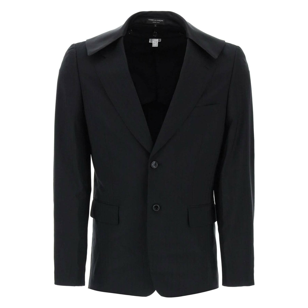 Black Satin Collar Wool Blazer COMME DES GARCONS HOMME PLUS JOHN JULIA.