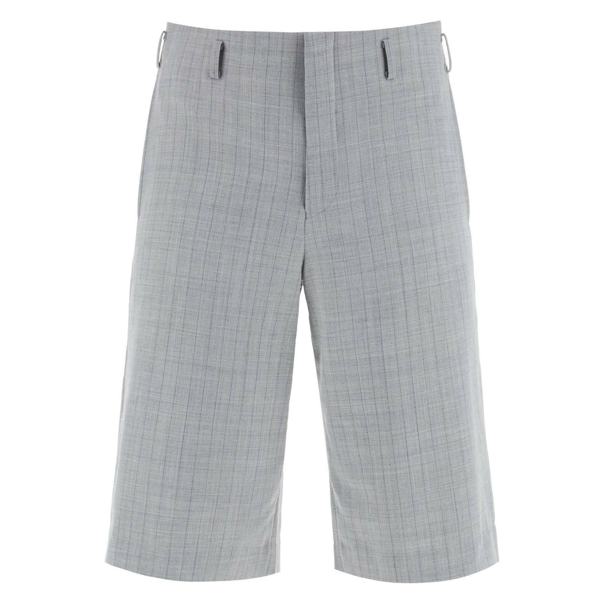 Gray Pinstriped Tailored Shorts COMME DES GARCONS HOMME PLUS JOHN JULIA.