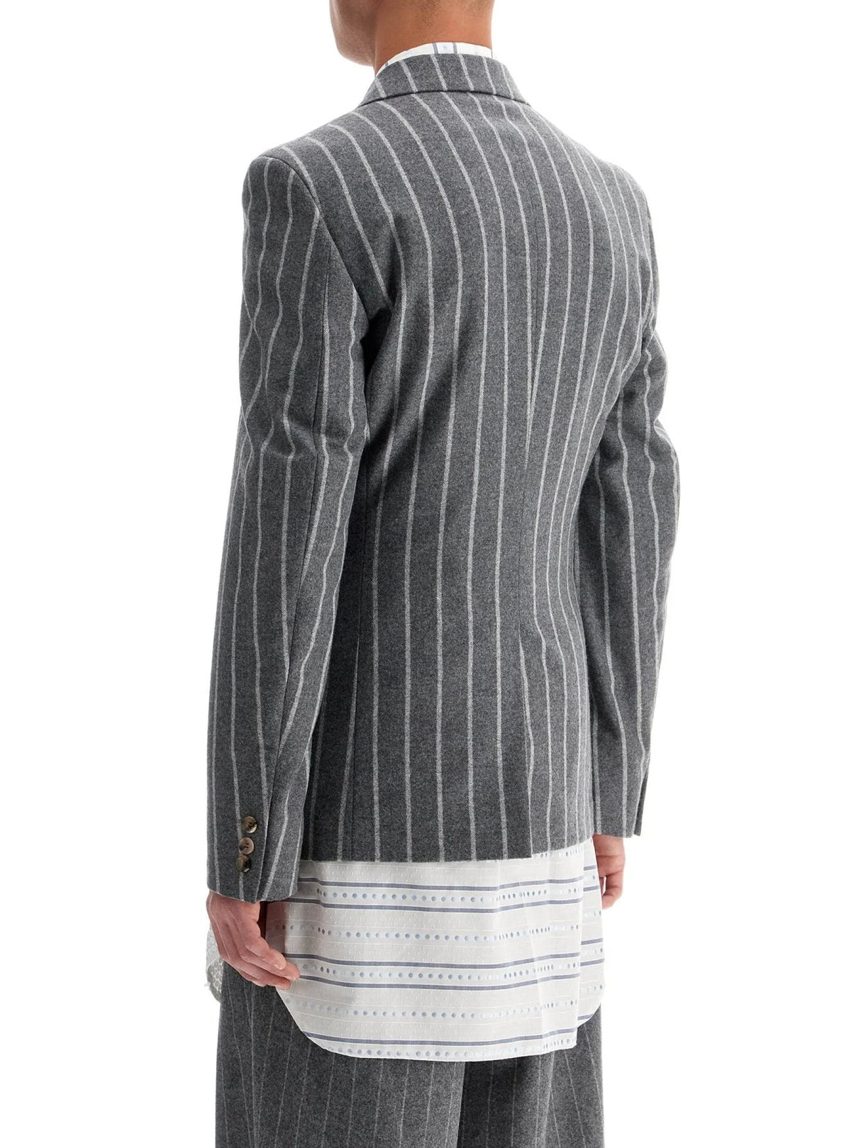 Pinstripe Wool Blazer-Comme des Garçons Homme Plus-JOHN JULIA