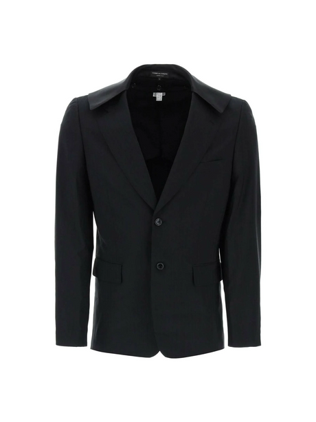 Black Satin Collar Wool Blazer COMME DES GARCONS HOMME PLUS JOHN JULIA.