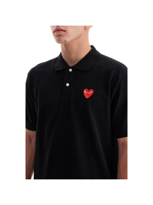 COMME DES GARÇONS PLAY-Cotton Heart Logo Polo Shirt-JOHN JULIA