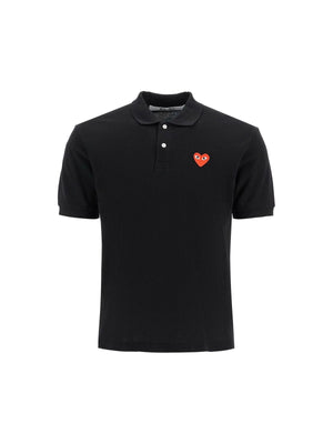 COMME DES GARÇONS PLAY-Cotton Heart Logo Polo Shirt-JOHN JULIA