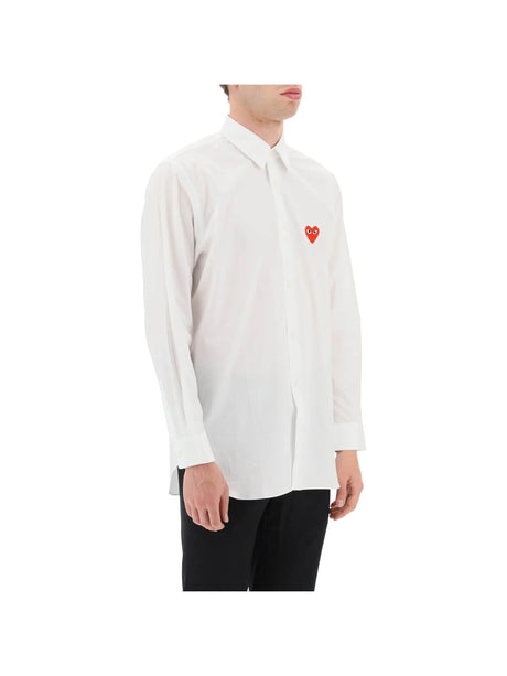 Heart Patch Cotton Shirt-Comme des Garçons Play-JOHN JULIA