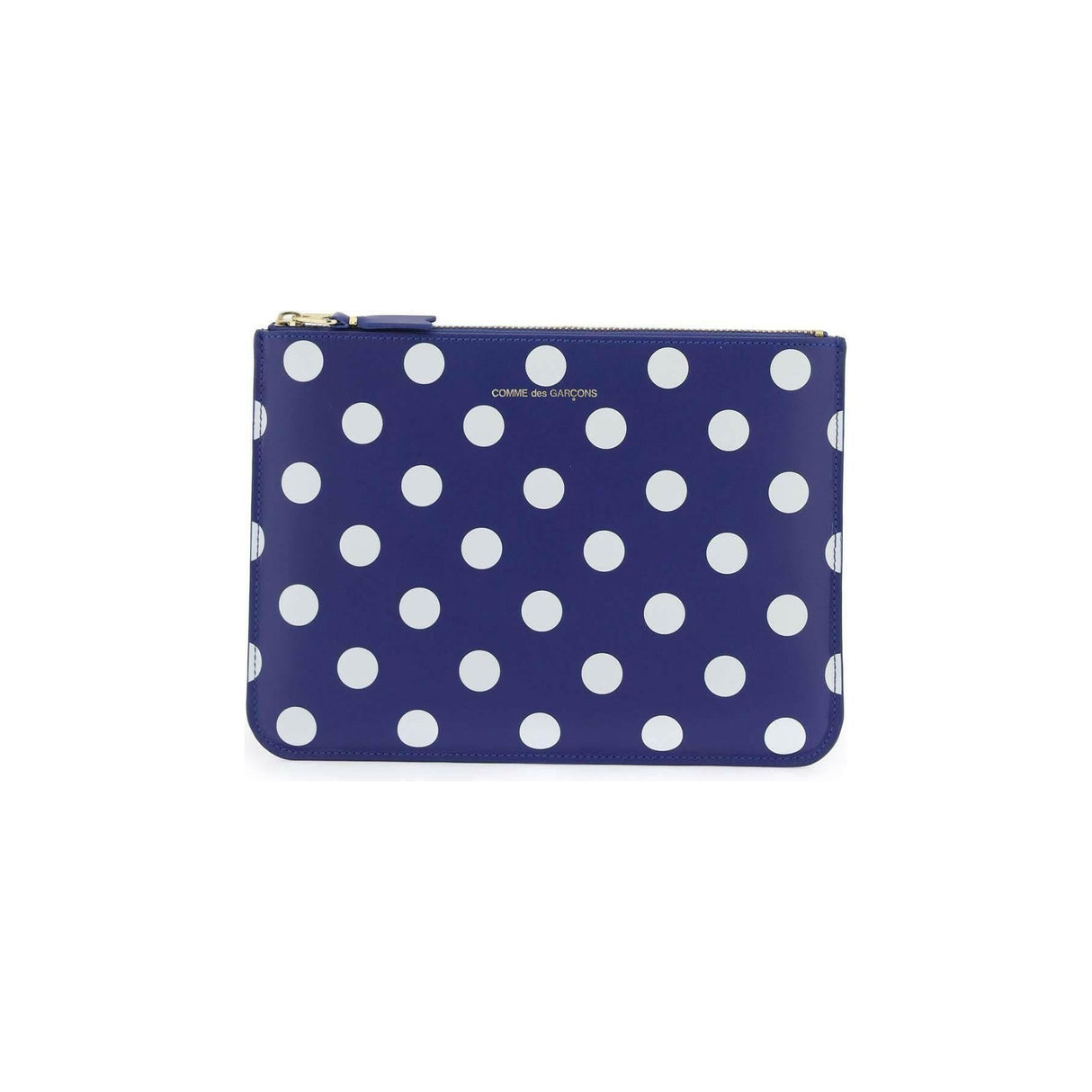 Comme des Garçons Navy Polka Dot Printed Zip Pouch COMME DES GARCONS WALLET JOHN JULIA.