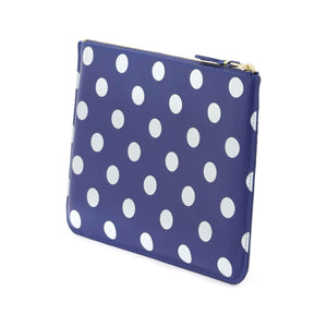 Comme des Garçons Navy Polka Dot Printed Zip Pouch COMME DES GARCONS WALLET JOHN JULIA.