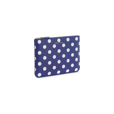 Comme des Garçons Navy Polka Dot Printed Zip Pouch COMME DES GARCONS WALLET JOHN JULIA.