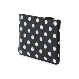 Comme des Garçons Black Leather Polka Dot Printed Zip Pouch COMME DES GARCONS WALLET JOHN JULIA.