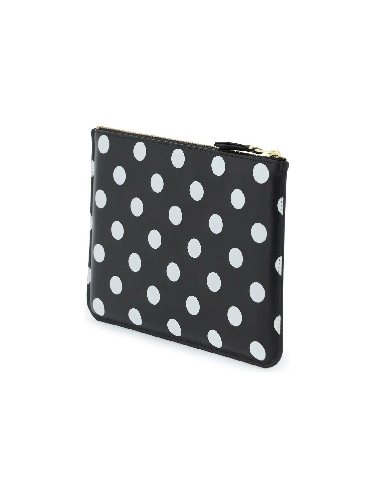 Comme des Garçons Black Leather Polka Dot Printed Zip Pouch COMME DES GARCONS WALLET JOHN JULIA.