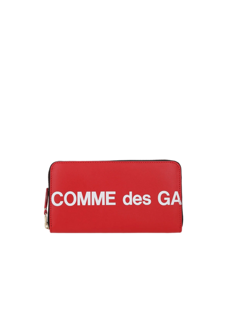 Logo Print Smooth Leather Zip-Around Wallet-COMME DES GARÇONS WALLET-JOHN JULIA