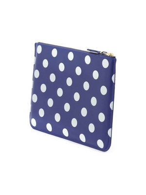 Comme des Garçons Navy Polka Dot Printed Zip Pouch COMME DES GARCONS WALLET JOHN JULIA.