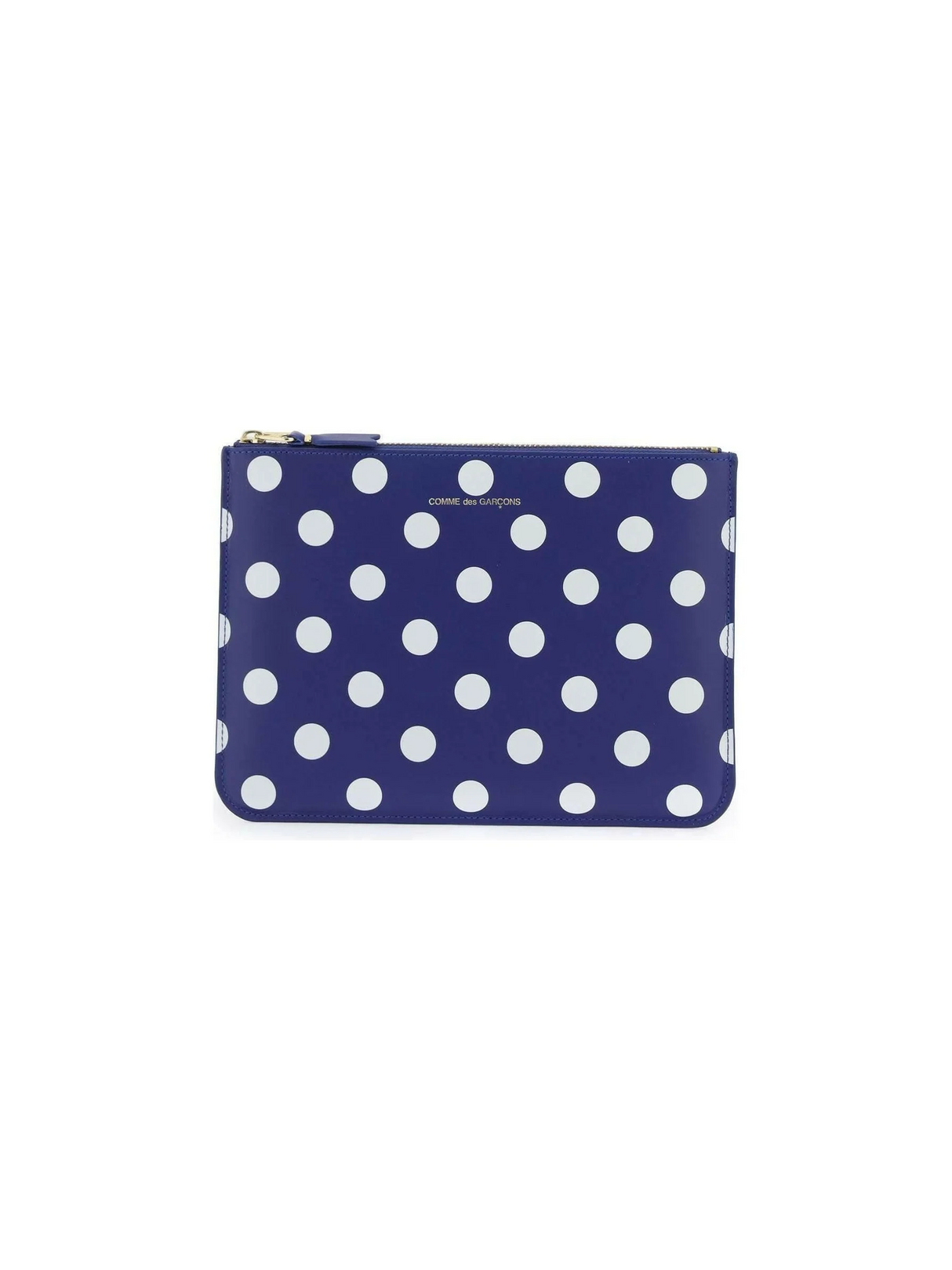 Comme des Garçons Navy Polka Dot Printed Zip Pouch COMME DES GARCONS WALLET JOHN JULIA.