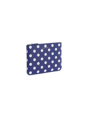 Comme des Garçons Navy Polka Dot Printed Zip Pouch COMME DES GARCONS WALLET JOHN JULIA.