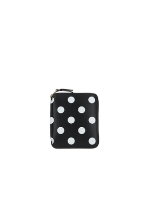 COMME DES GARÇONS WALLET-Polka Dot Print Smooth Leather Zip-Around Wallet-JOHN JULIA