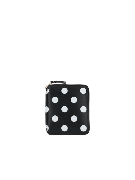 COMME DES GARÇONS WALLET-Polka Dot Print Smooth Leather Zip-Around Wallet-JOHN JULIA