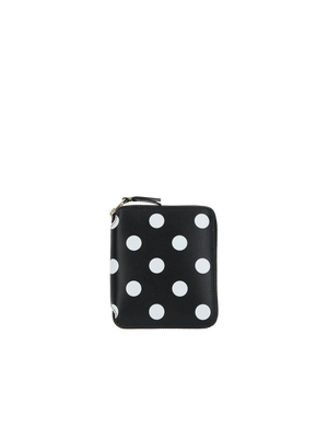 COMME DES GARÇONS WALLET-Polka Dot Print Smooth Leather Zip-Around Wallet-JOHN JULIA