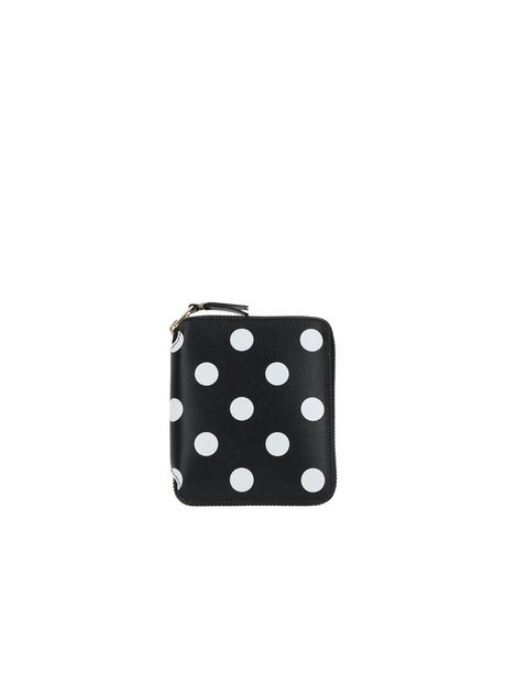 COMME DES GARÇONS WALLET-Polka Dot Print Smooth Leather Zip-Around Wallet-JOHN JULIA