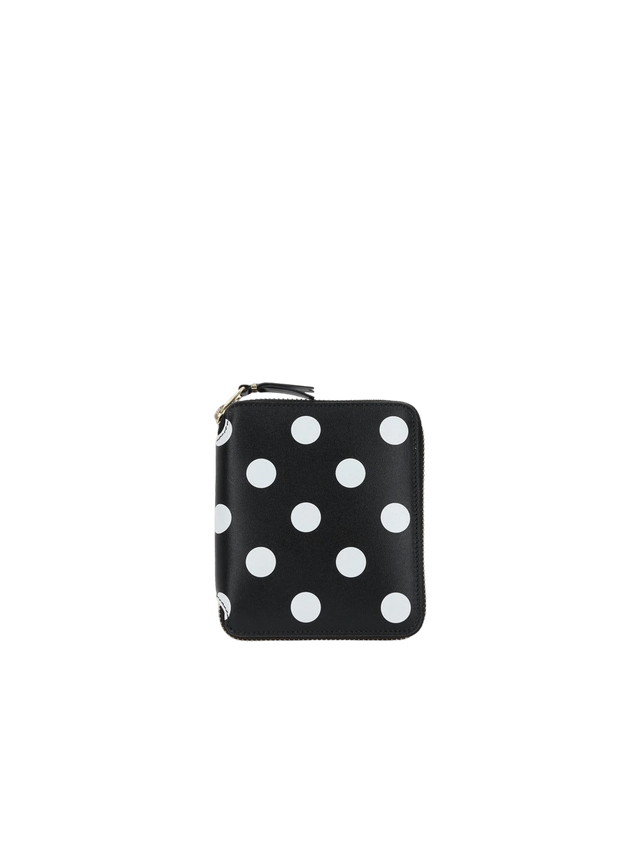 COMME DES GARÇONS WALLET-Polka Dot Print Smooth Leather Zip-Around Wallet-JOHN JULIA