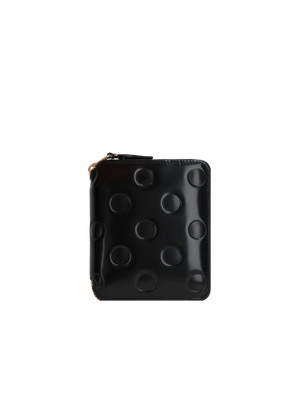 Polka Dots Embossed Shiny Leather Small Zip-Around Wallet-COMME DES GARÇONS WALLET-JOHN JULIA