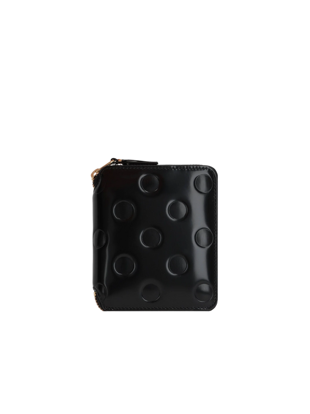 Polka Dots Embossed Shiny Leather Small Zip-Around Wallet-COMME DES GARÇONS WALLET-JOHN JULIA