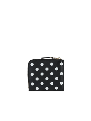 Polka Dots Printed Smooth Leather Half-Zip Wallet-COMME DES GARÇONS WALLET-JOHN JULIA