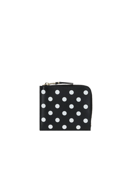 Polka Dots Printed Smooth Leather Half-Zip Wallet-COMME DES GARÇONS WALLET-JOHN JULIA