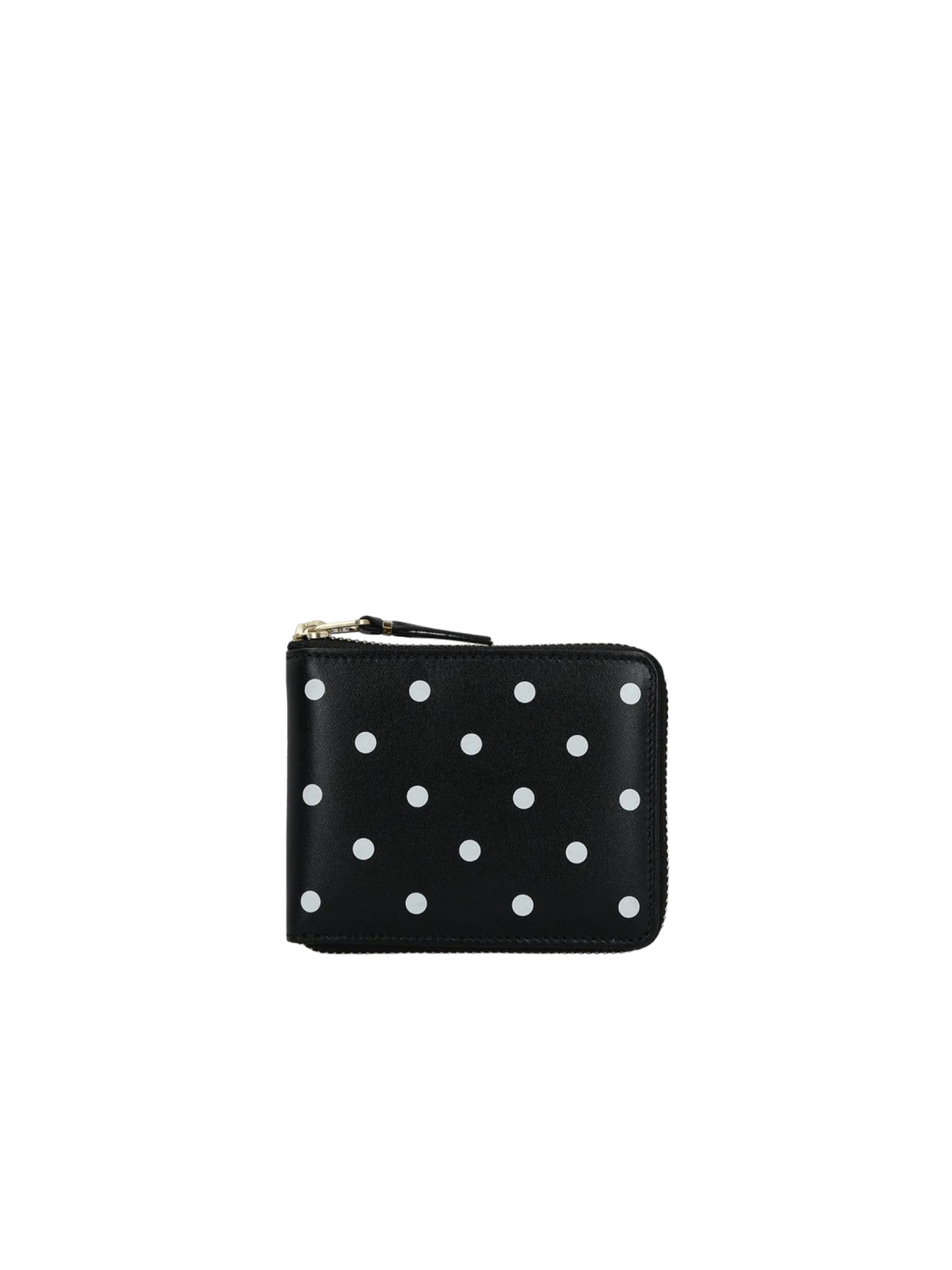 COMME DES GARÇONS WALLET-Polka Dots Printed Smooth Leather Zip-Around Wallet-JOHN JULIA